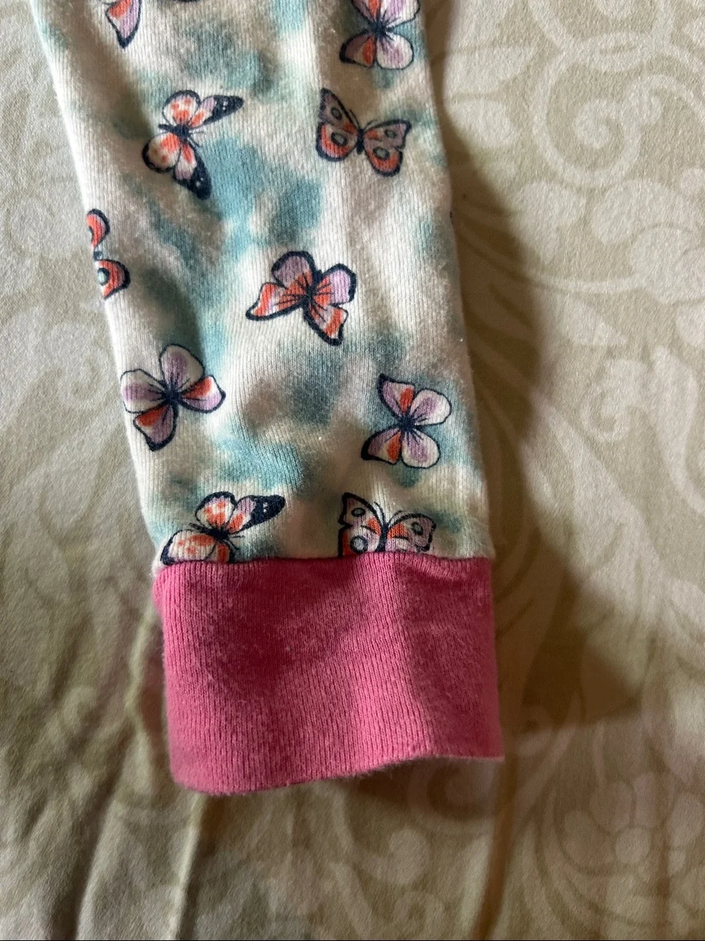 wonder nation White and Pink Butterfly Long-Sleeve Pajama Set